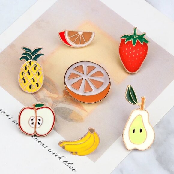 7-Piece Fruit Medley Enamel Pin Set - Brand-New! - Picture 3 of 15
